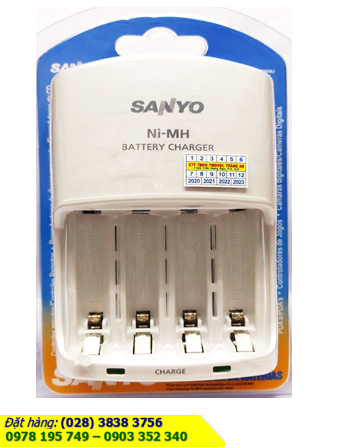 Sanyo NC-MQN06U; Máy sạc pin Sanyo NC-MQN06U _04 khe sạc _Sạc được 1,2,3,4 pin AA-AAA_tự ngắt khi pin đầy