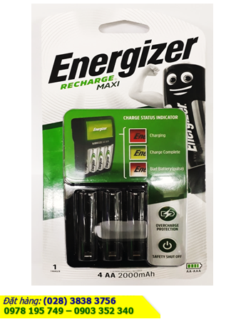 Energizer CHVCM4; Máy sạc pin AA-AAA Energizer CHVCM4 _Sạc 1,2,3,4 pin (Không kèm pin) |Mẫu mới