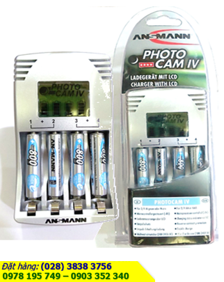 Bộ sạc pin Ansmann PhotoCam IV với màn hình LCD/ kèm 4 pin sạc AAA1100mAh | ĐANG CÒN HÀNG