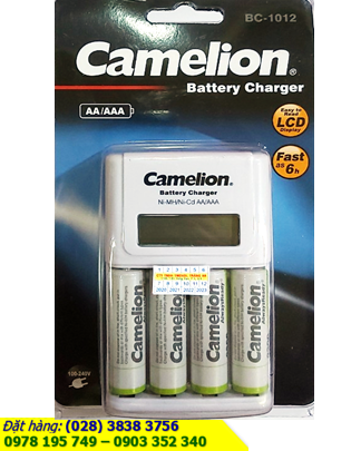 Bộ sạc pin AA Camelion BC-1012 có màn hình LCD, kèm sẳn 4 pin sạc Camelion AA2500mAh 1.2v | HÀNG CÓ SẲN
