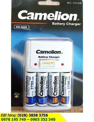 Bộ sạc pin AA Camelion BC-1010 kèm sẳn 4 pin sạc Camelion NH-AA2700LBP2 Lockbox 1.2v| ĐANG CÒN HÀNG