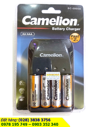 Bộ sạc pin AA; Bộ sạc pin Camelion BC-0905A kèm sẳn 4 pin sạc Camelion AA2700mAh (màu cam) 1.2v| CÒN HÀNG