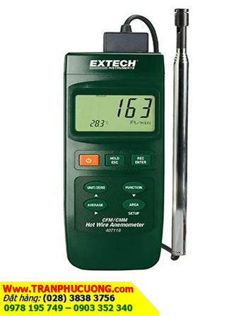 EXTECH 407119; Phong kế đo Lưu lượng gió _Extech 407119 Heavy Duty CFM Hot Wire Thermo-Anemometer| ĐẶT HÀNG