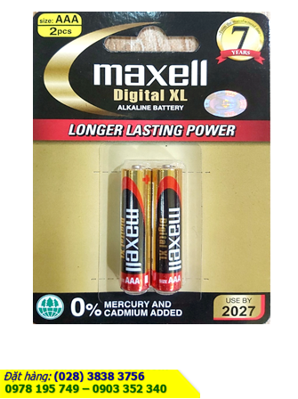 Pin Maxell LR03 (2B) XL; Pin AAA 1.5v Alkaline Maxell LR03 (2B) XL Made in INdonesia - Vỉ 2viên