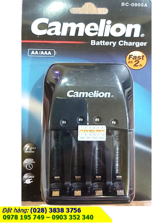 Camelion BC-0905A _Máy sạc nhanh 2Giờ (04 rảnh sạc, mỗi lần sạc được 1,2,3,4 pin AA-AAA các hãng), Tự ngắt nguồn khi pin đầy