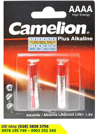 Camelion LR8D425, LR61, E96; Pin AAAA 1.5v Alkaline Camelion AAAA, LR8D425-BP2 chính hãng (Loại Vỉ 2viên)