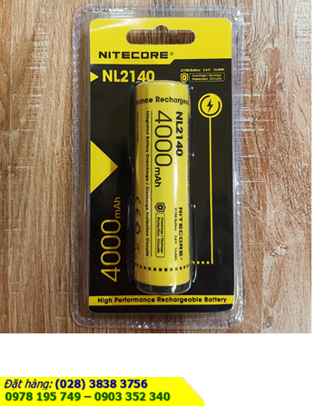 Nitecore NL2140; Pin sạc Nitecore 21700 (21mmx75mm) lithium 3.6v 4000mAh Discharge 5A max
