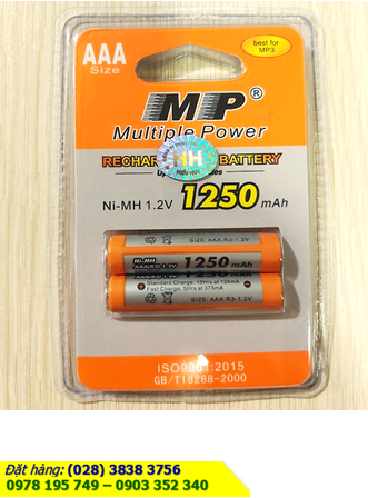 Pin sạc MP HR03 AAA1250mAh _Pin đũa sạc AAA 1.2v MP HR03 AAA 1250mAh (Vỉ 2viên)