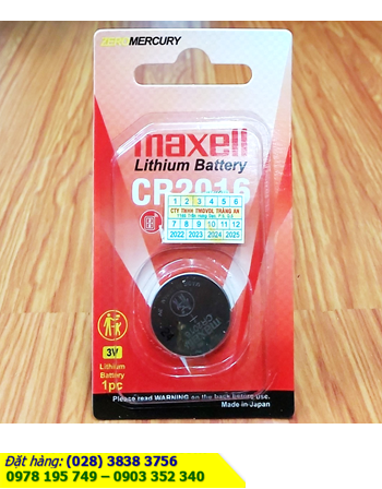 Maxell CR2016; Pin 3v lithium Maxell CR2016 1BS PRO Japan _Loại vỉ 1viên (MẪU MỚI)