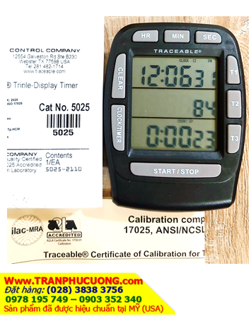 TRACEABLE 5025_Đồng hồ đếm lùi - đếm tiến 03 kênh Control 5025 Traceable® Triple-Display Timer_Đã được hiệu chuẩn tại Mỹ| CÓ HÀNG SẴN