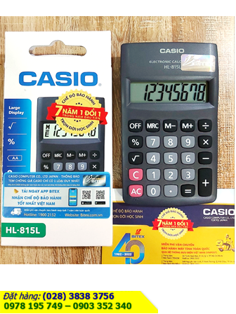 Casio HL-815L, Máy tính tiền Casio HL-815L loại Digits 8 số chính hãng _Xuất xứ Philipines |CÒN HÀNG