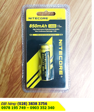 Nitecore NL1485 (14500); Pin sạc 14500 Lithium 3.7v Nitecore NL1485 AA 850mAh 3.15Wh chính hãng