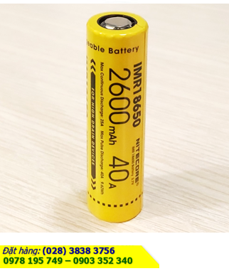 Nitecore IMR18650; Pin sạc 3.7v Lithium Nitecore IMR18650 2600mAh (dòng xả 40A, Nội trở 9.62Wh)
