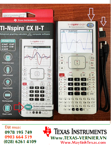 Ti-Nspire CX II-T; Máy tính Khoa học Vẽ đồ thị Texas Instrument Ti-Nspire CX II-T chính hãng (Độc Quyền Nhập khẩu tại Việt Nam bởi Cty TNHH Tràng An)