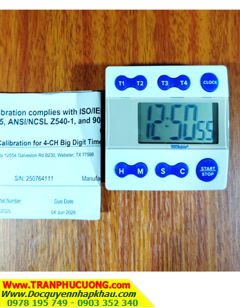 TRACEABLE 5004_Đồng hồ đếm lùi - đếm tiến 04 kênh 5004 Traceable® Four-Channel Alarm Timer_Đã được hiệu chuẩn tại Mỹ| CÓ HÀNG SẴN