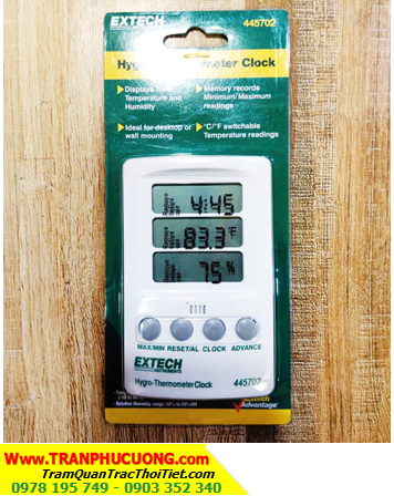 EXTECH 445702; Nhiệt kế -10 đến 60°C, Ẩm kế 10 đến 85%RH _ Extech 445702 Hygro-Thermometer Clock| HÀNG CÓ SẲN