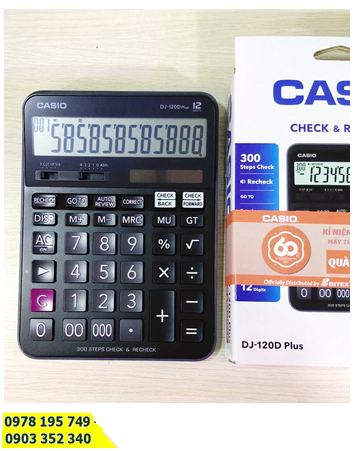Casio DJ-120D Plus, Máy tính tiền Casio DJ-120D PLUS loại 12 số Digits, 300 phép che1ck, Bảo hành 7 năm | C