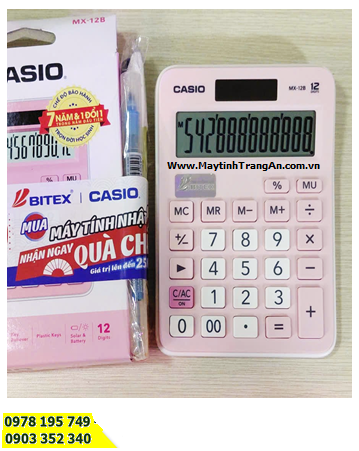 Casio MX-12B (vỏ màu xanh), Máy tính tiền Casio MX-12B (loại 12 số Digits), Bảo hành 07 năm /CÒN HÀNG