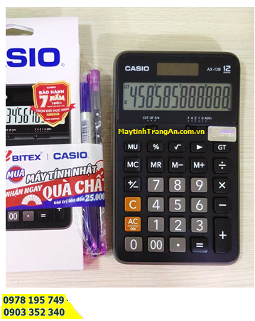 Casio AX-12B, Máy tính tiền Casio AX-12B (loại LCD 12số Digits, có chế độ SOLAR) chính hãng /CÒN HÀNG