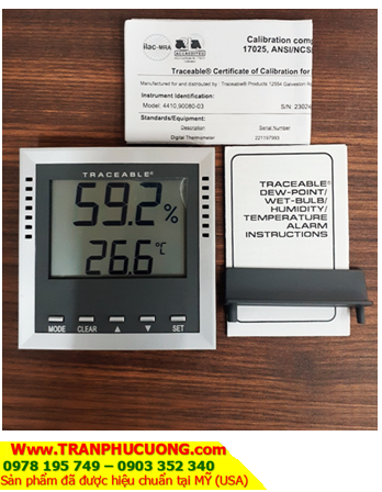 Traceable 4410; Nhiệt kế –40 đến 70°C, Ẩm kế 1 đến 99%RH _Traceable 4410 Wet-bulb/Hum./Temp. Alarm | HÀNG CÓ SẲN