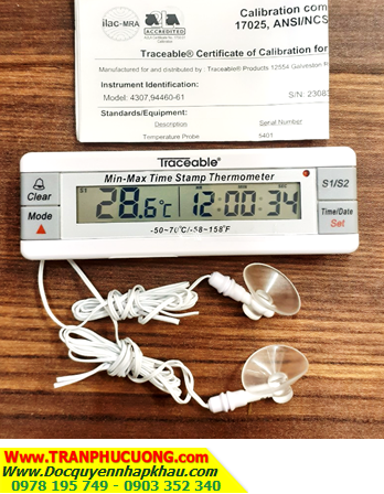 Traceable 4307; Nhiệt kế  Tủ thuốc Tủ đông -50°C đến 70°C  _Traceable 4307 Dual Traceable Thermometer (Đã hiệu chuẩn tại Mỹ) | HÀNG CÓ SẲN